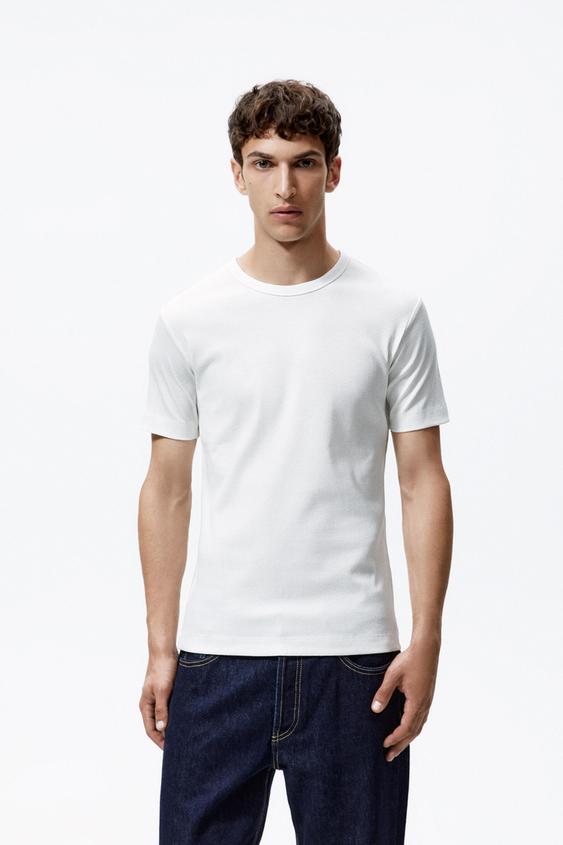 Zara white t shirt mens Clearance