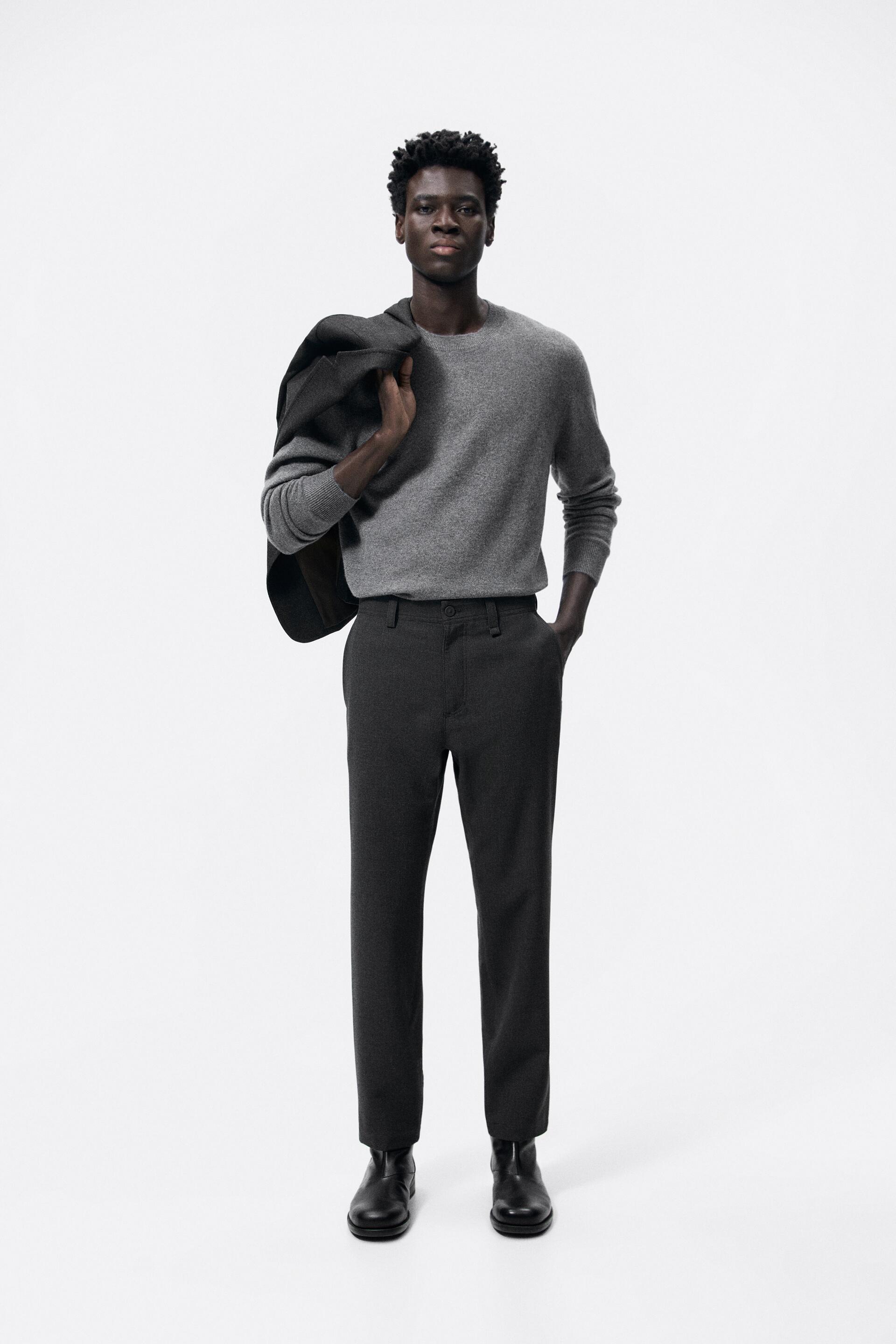 Comfort knit textured trousers zara Clearance