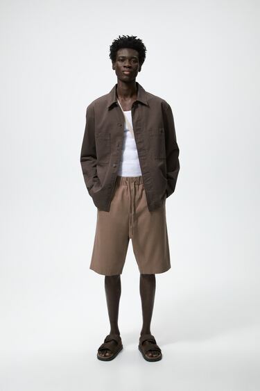 Image 0 of COTTON LINEN SHORTS from Zara