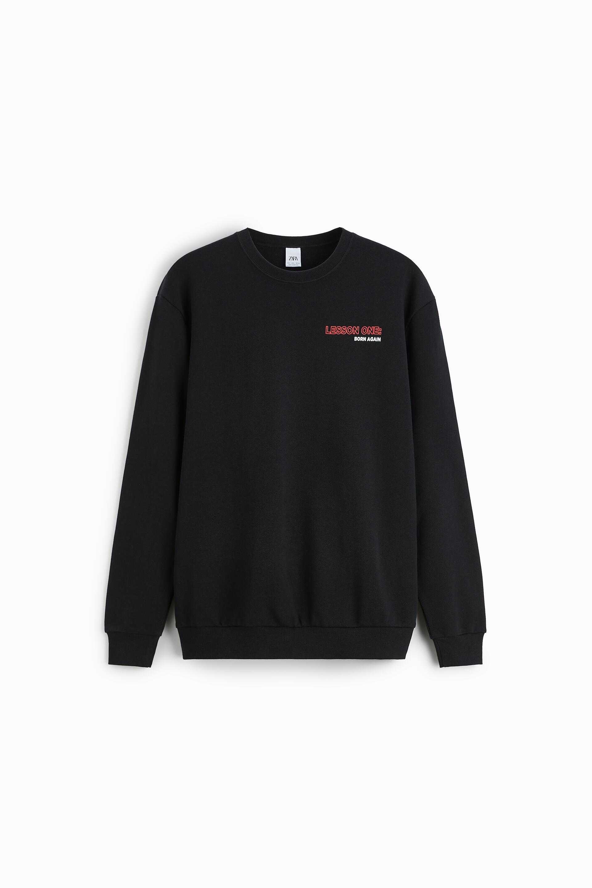 SWEATSHIRT WITH CONTRAST SLOGAN - Black 