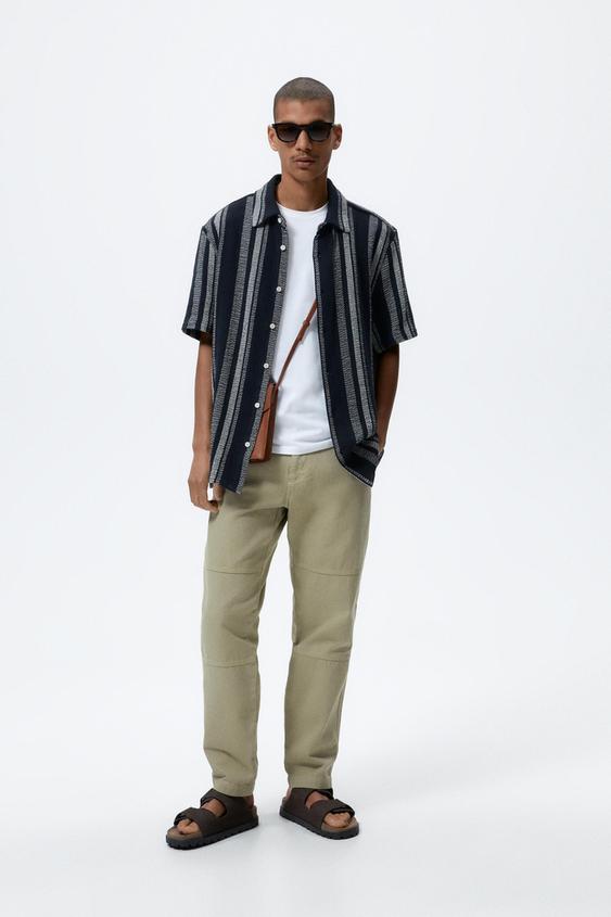 Striped shirt men zara Clearance