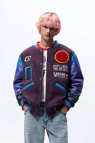 Image 0 of BOMBER JACKET WITH CONTRAST PATCHES from Zara