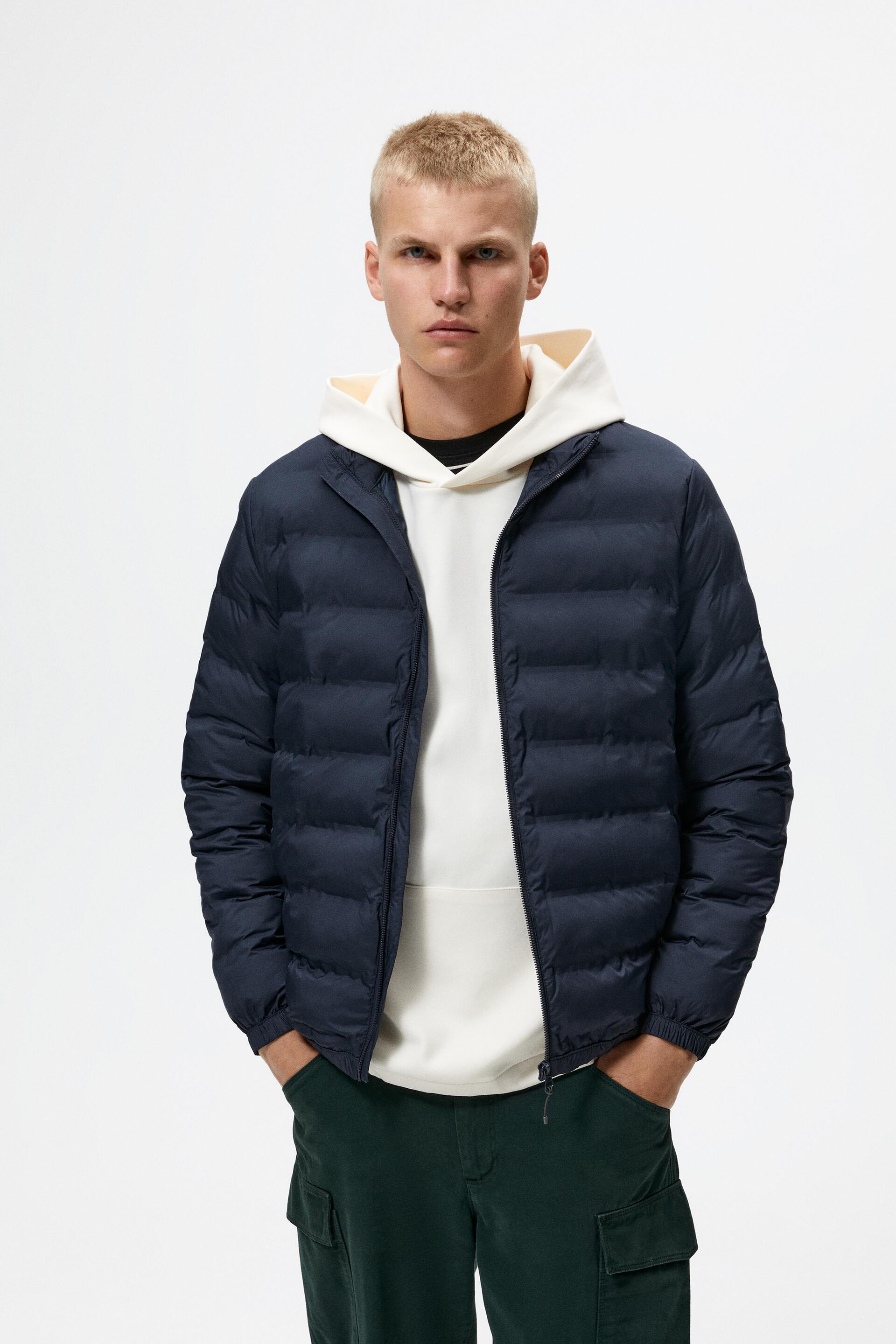zara men's basic puffer jacket