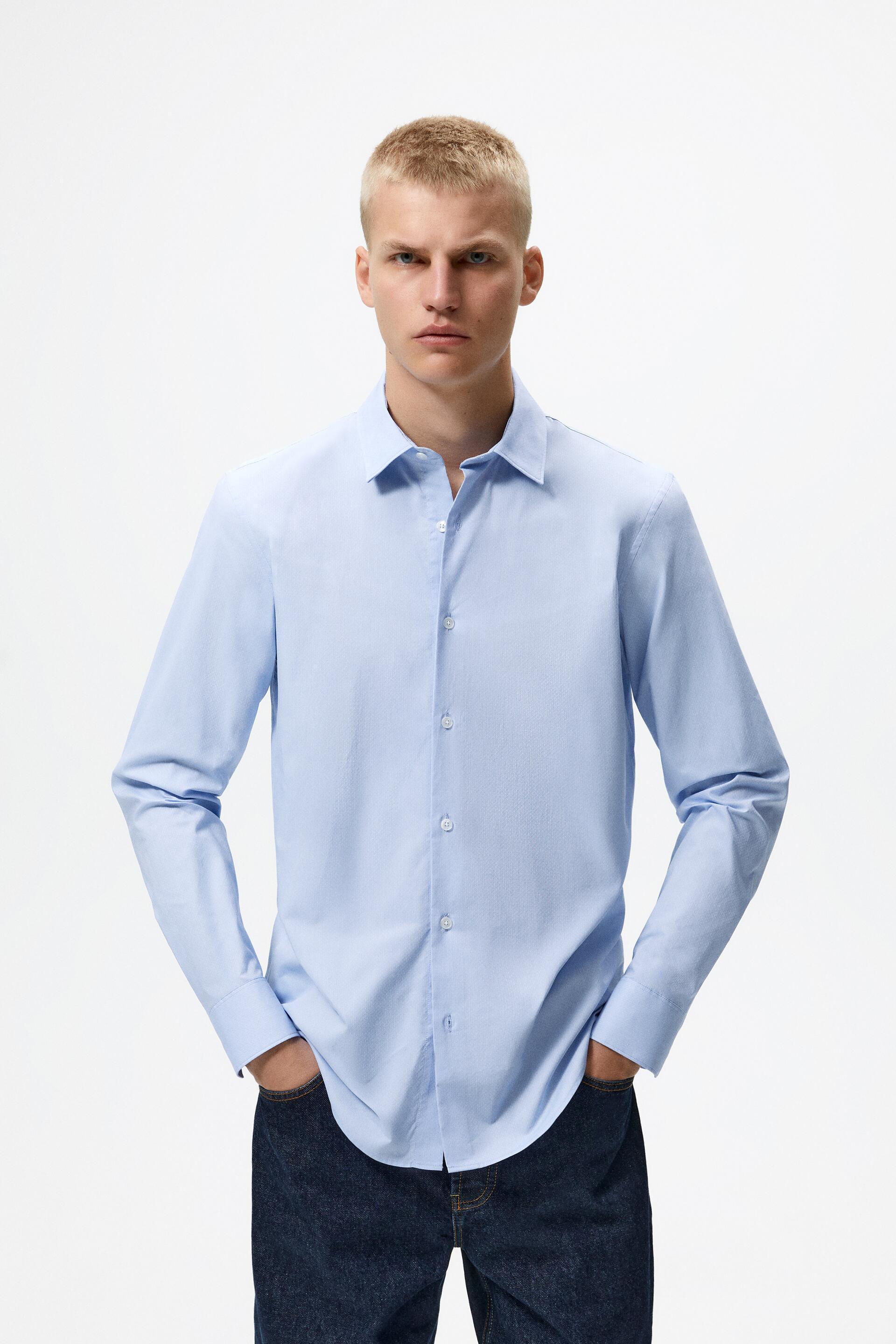 TEXTURED SHIRT - Sky blue | ZARA Australia