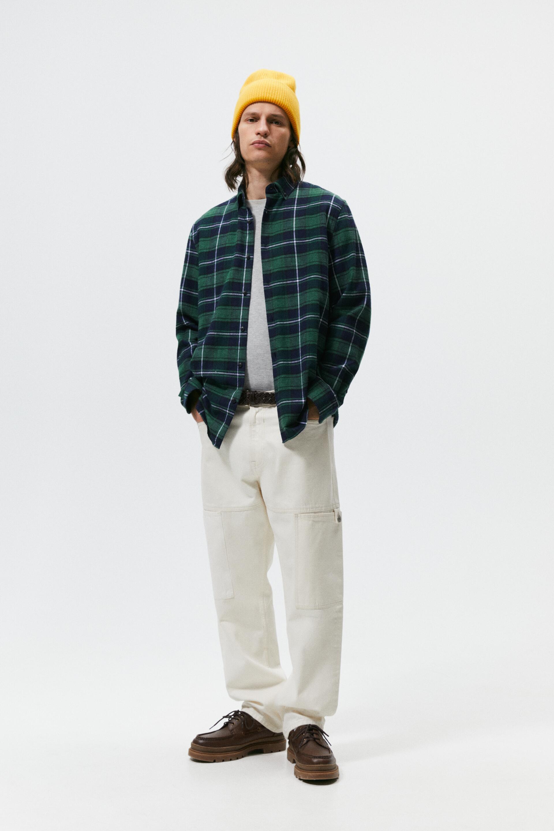 CHECK FLANNEL SHIRT - Green | ZARA 