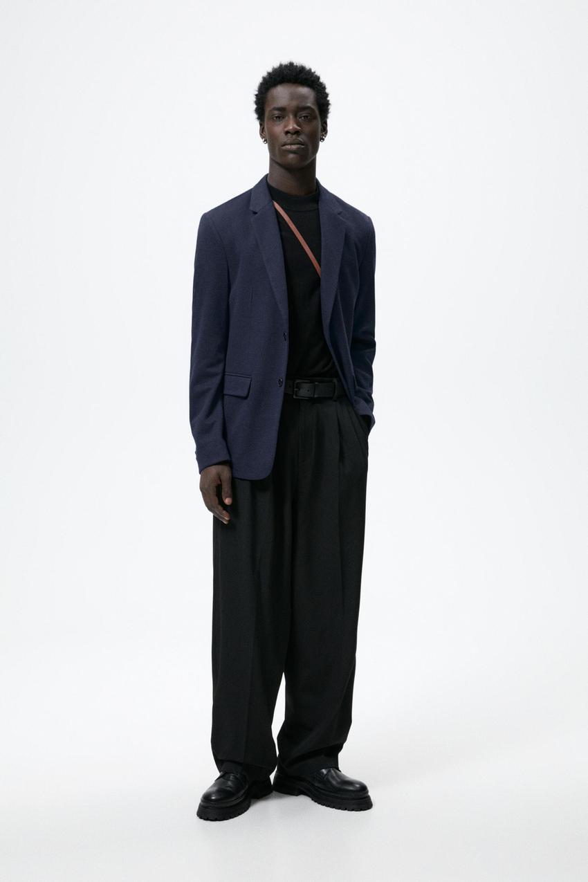Textured blazer with pockets zara clearance