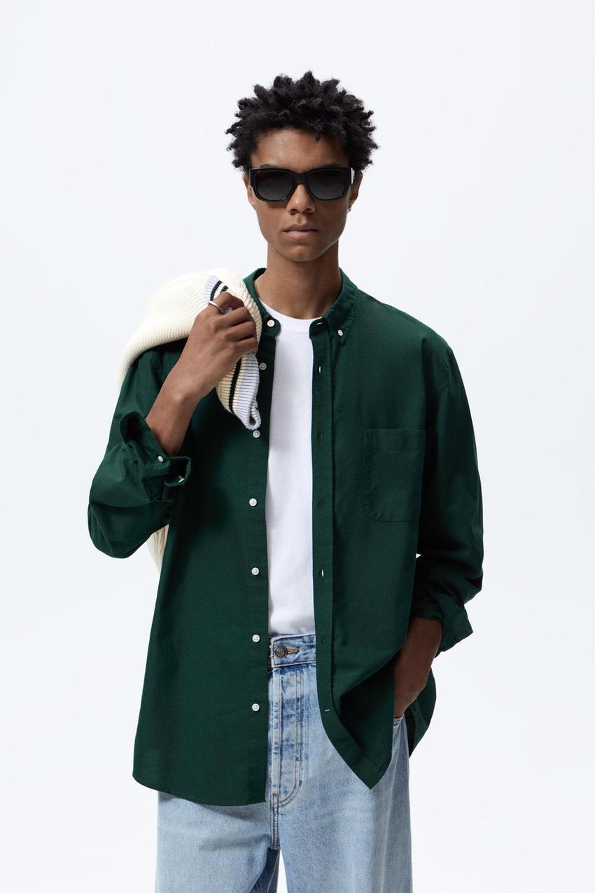 Zara man green shirt Clearance
