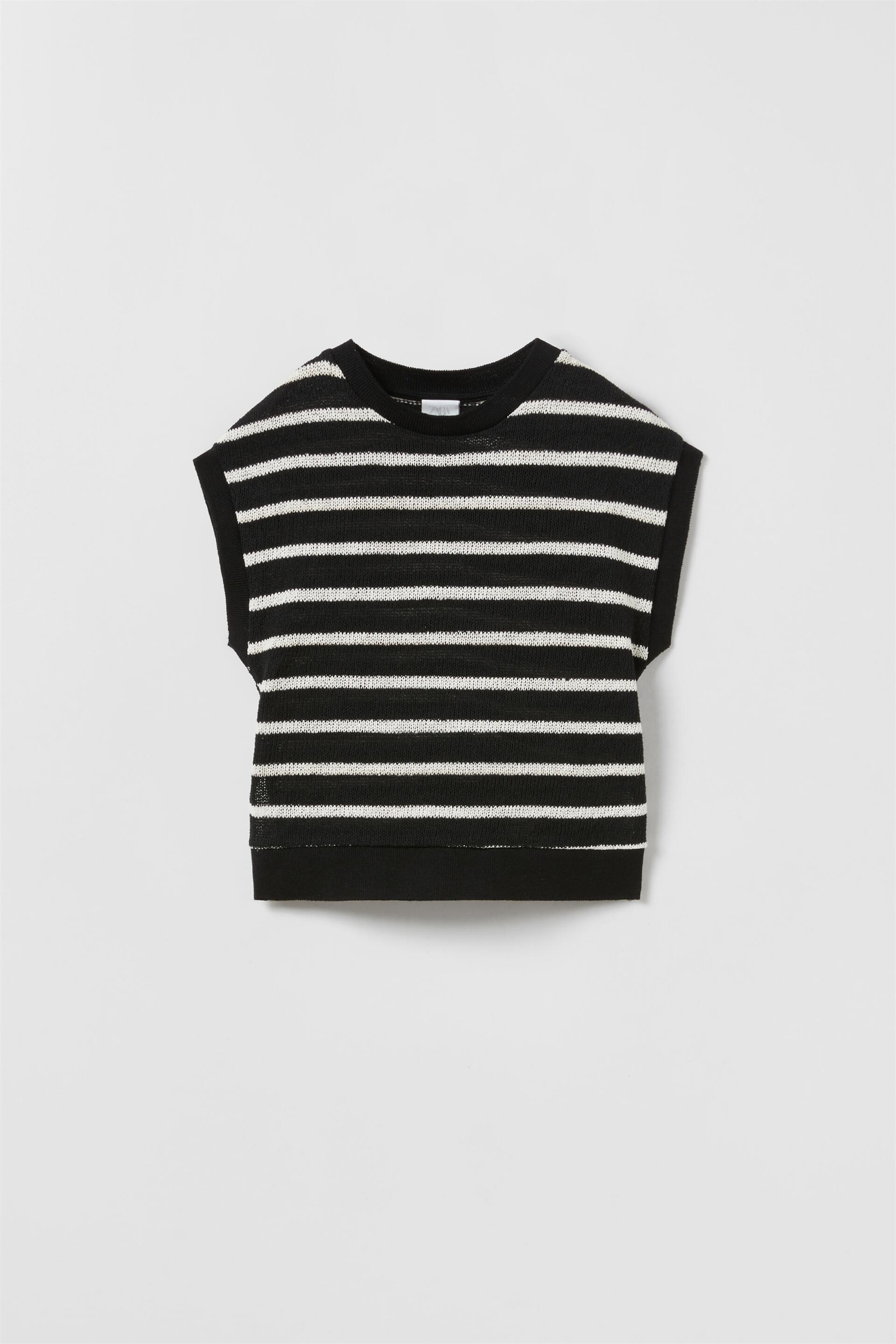 CONTRAST STRIPED KNIT VEST - Dark navy 