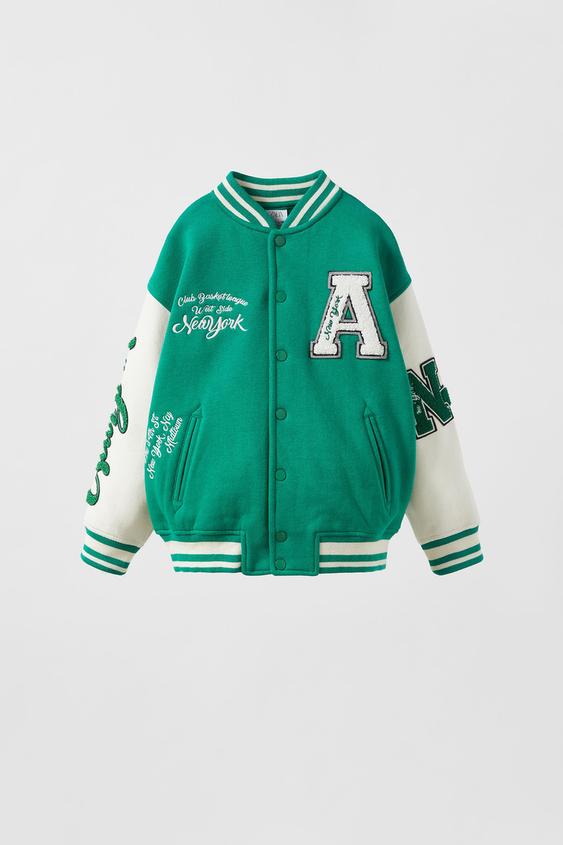 COLOUR BLOCK BOMBER JACKET WITH PATCHES 