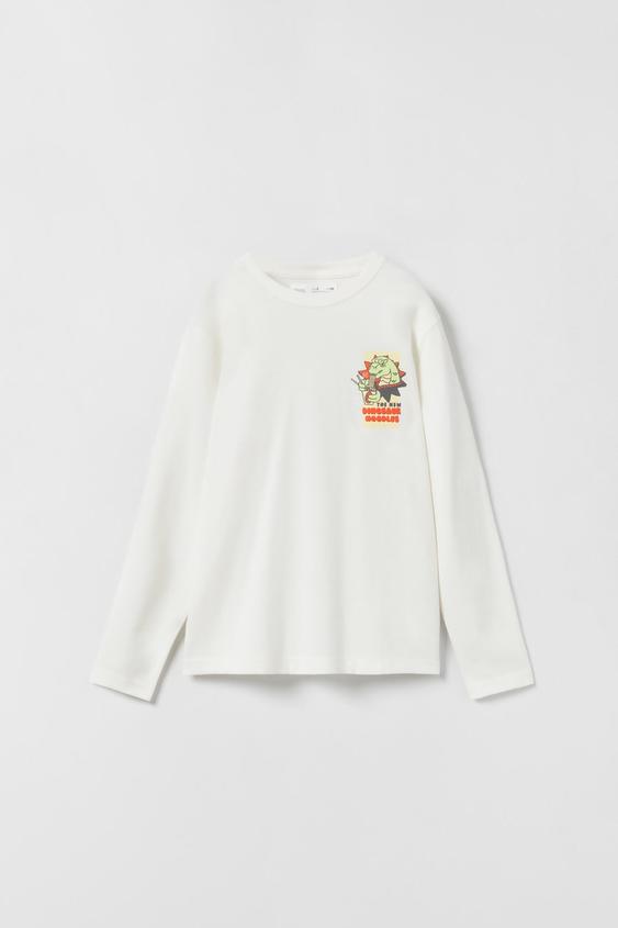 EMBOSSED DRAGON T-SHIRT - Ecru | ZARA 