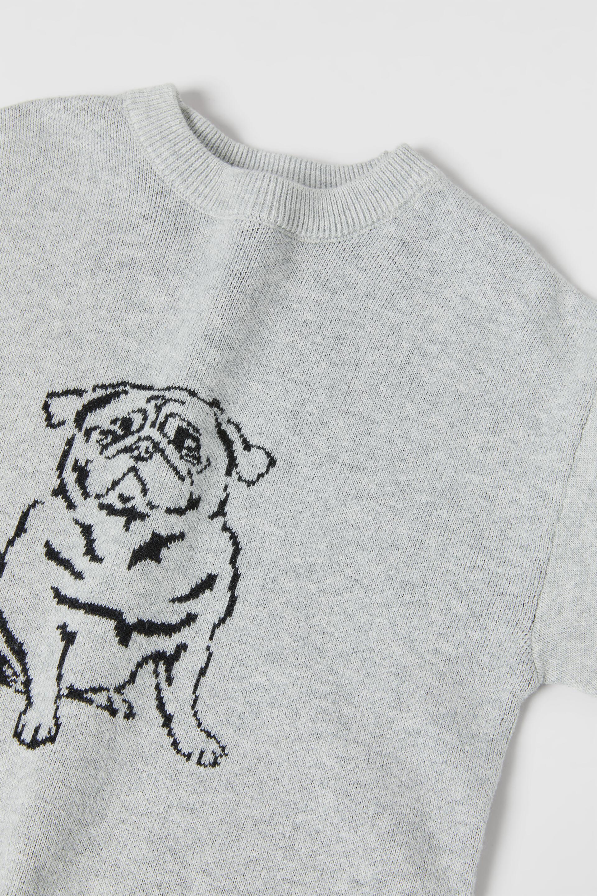 KNIT SWEATER WITH DOG - Grey marl 
