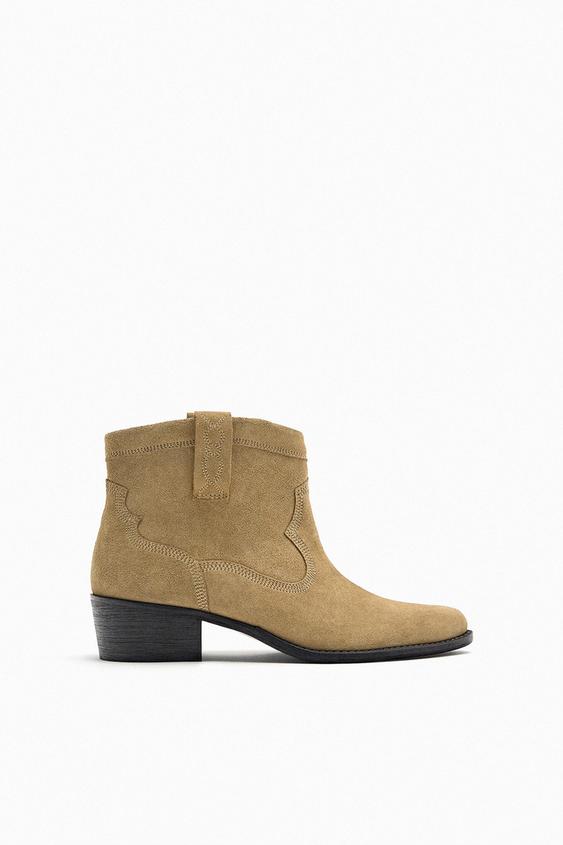 Zara cowboy boots suede clearance