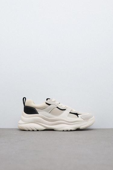 black platform trainers zara