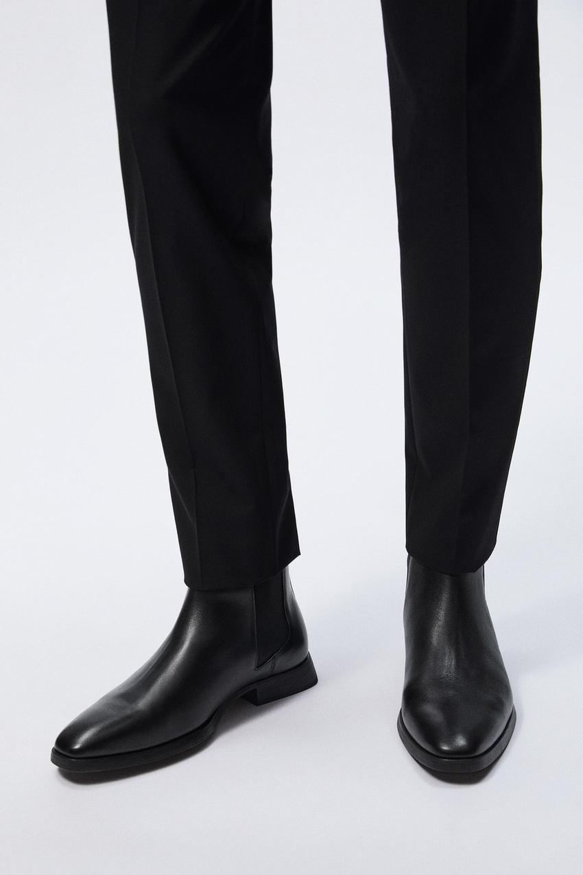 Zara black leather booties Clearance