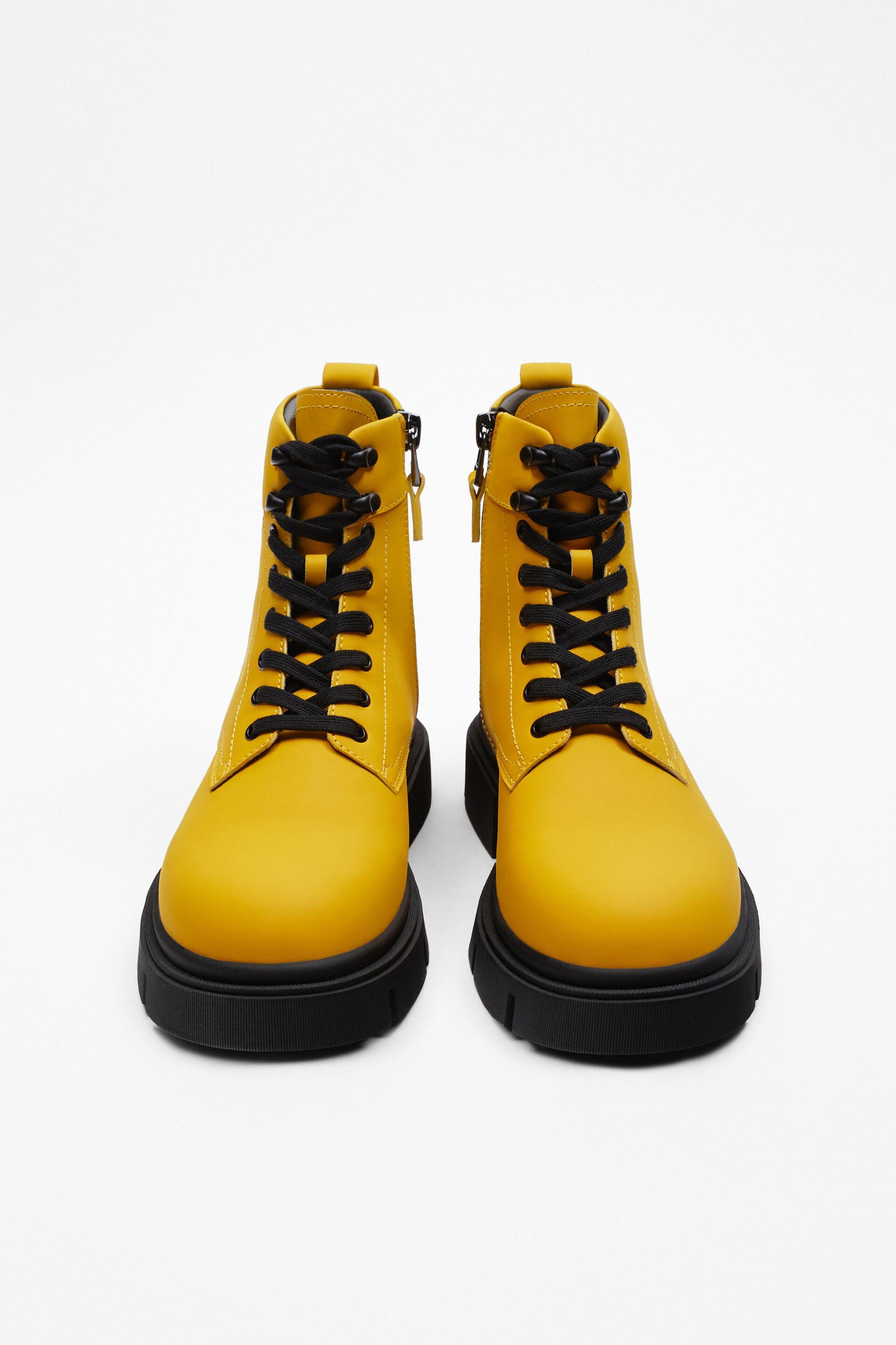 mustard lace up boots