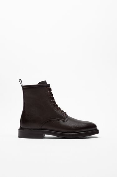 Image 0 of LACE-UP LEATHER BOOTS from Zara