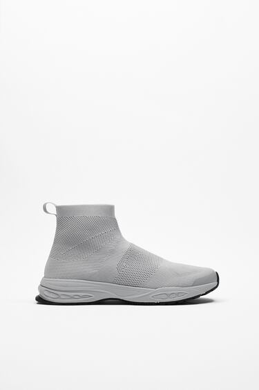 Image 0 of KNIT FABRIC HIGH-TOP TRAINERS from Zara