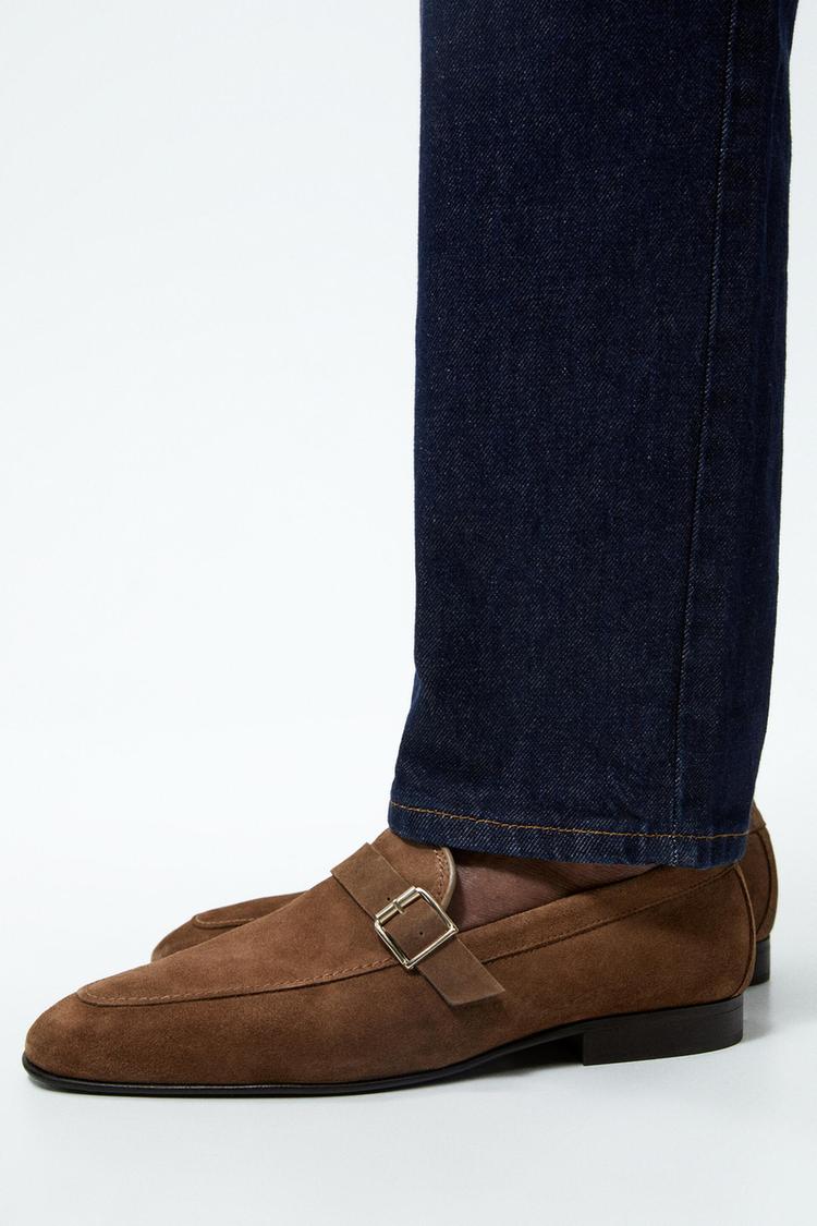 Zara leather loafers with buckle clearance