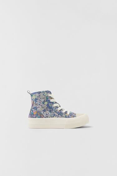 Image 0 of FLORAL PRINT HIGH-TOP SNEAKERS from Zara