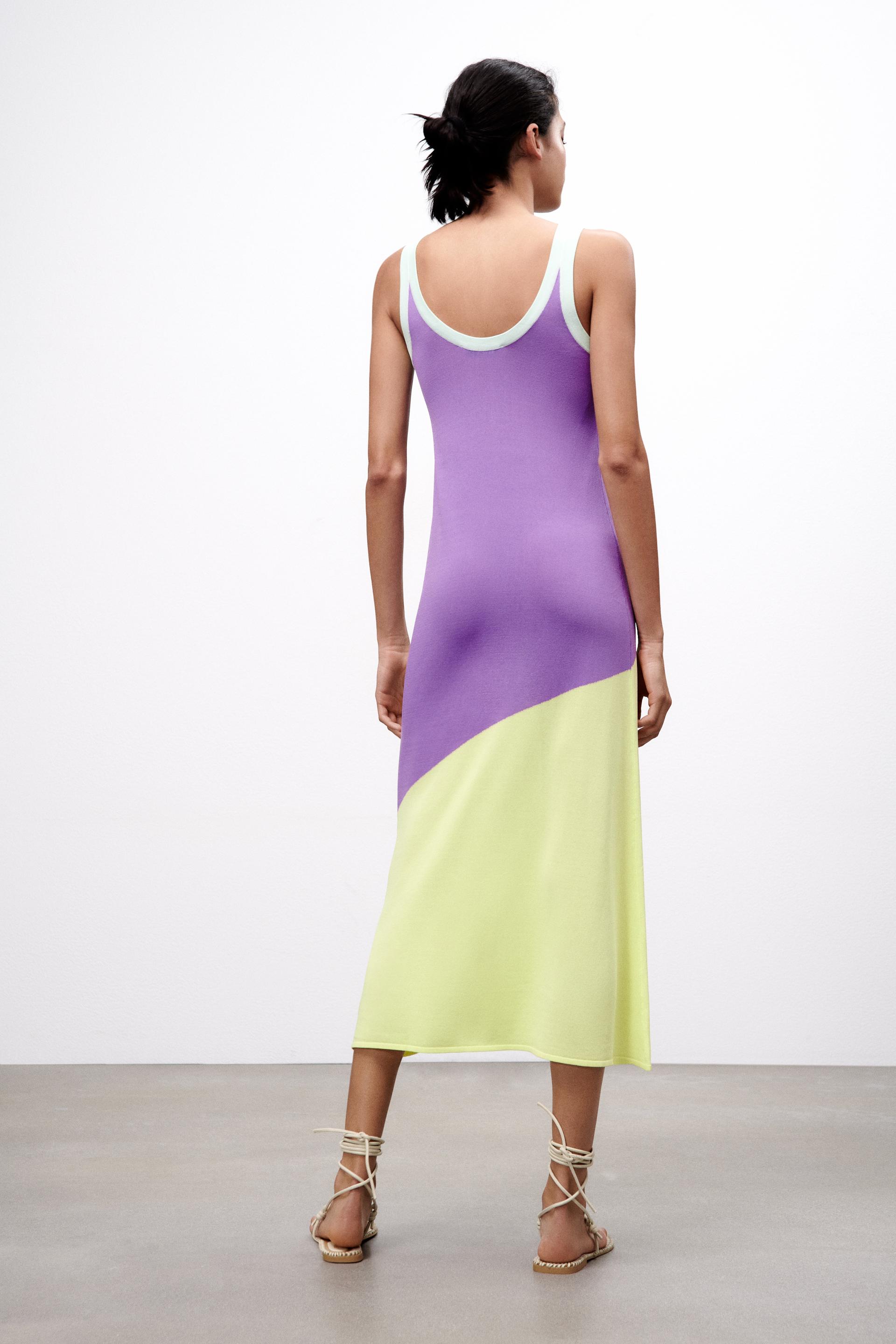 VESTIDO PUNTO COMBINADO - Multicolor | ZARA España