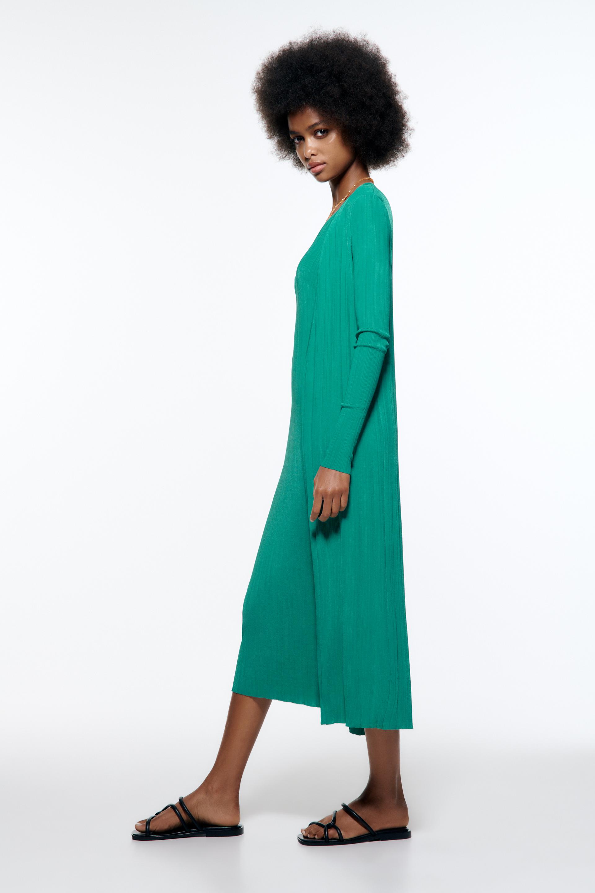 CHAQUETA LARGA PUNTO - Verde | ZARA España