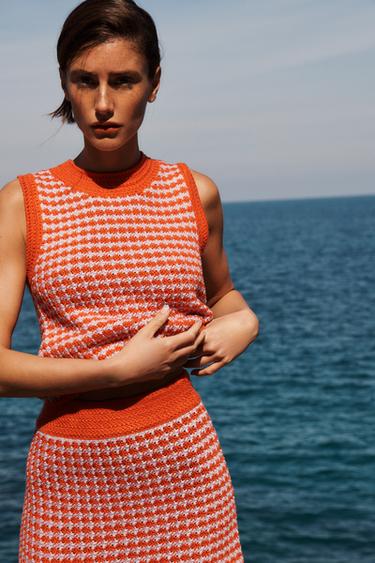 zara knit short sleeve top