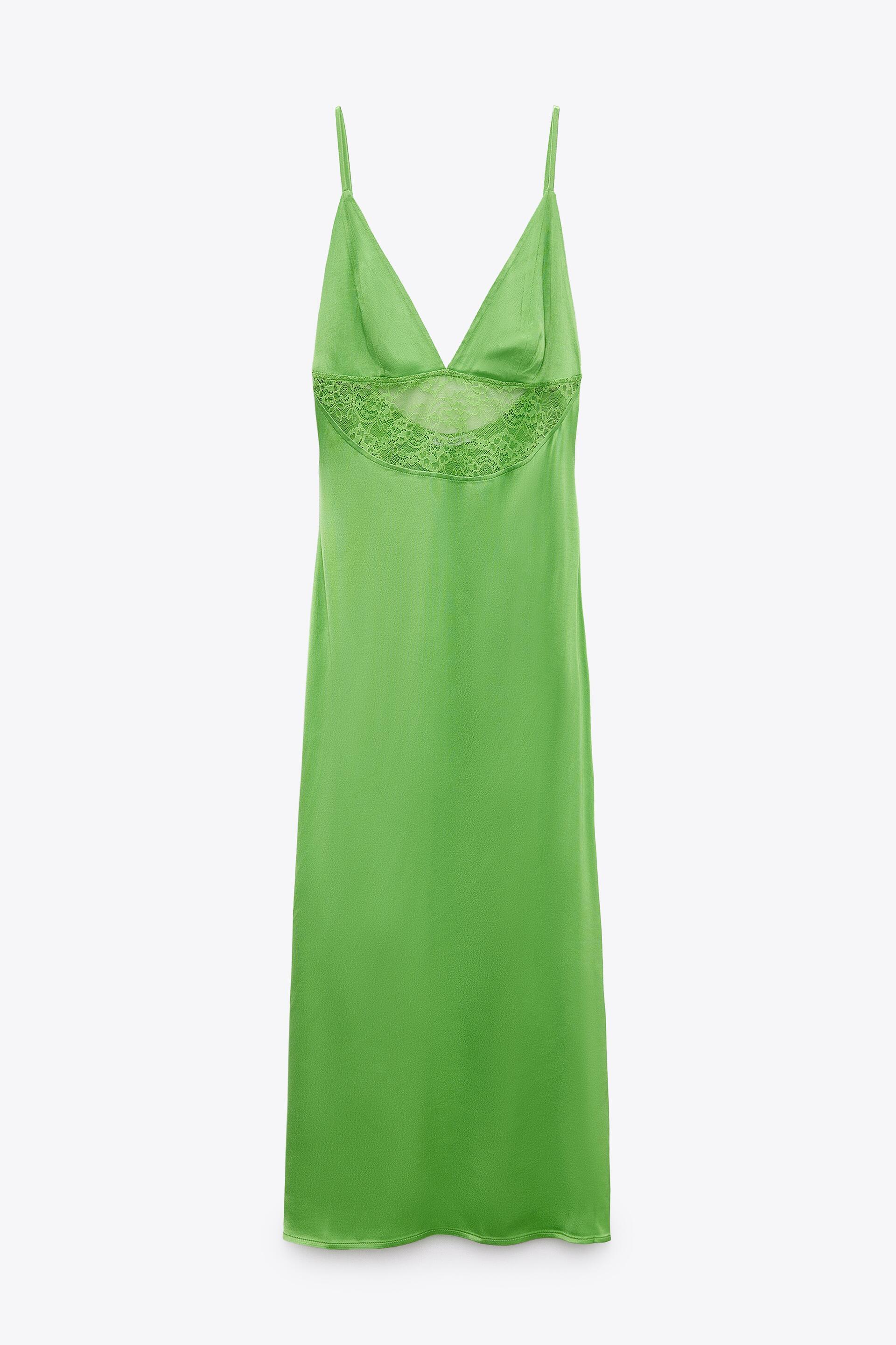 Zara satin effect dress with lace Clearance