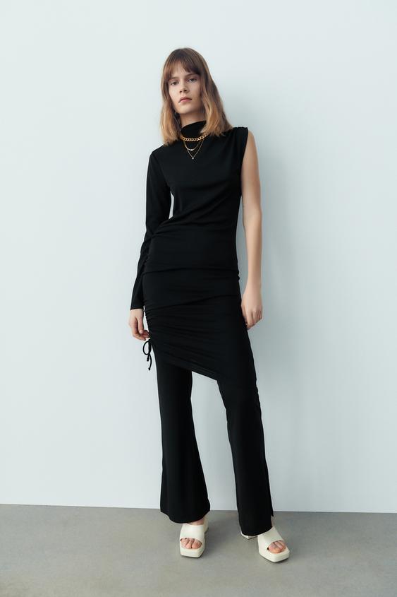 ギャザー アシンメトリー ワンピース ブラック Zara Japan 日本 ギャザー アシンメトリー ワンピース ブラック Zara Japan 日本