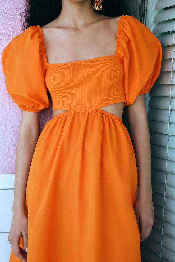 Zara orange dress cut out Clearance