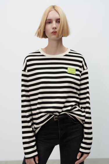STRIPED TOP WITH PATCH
