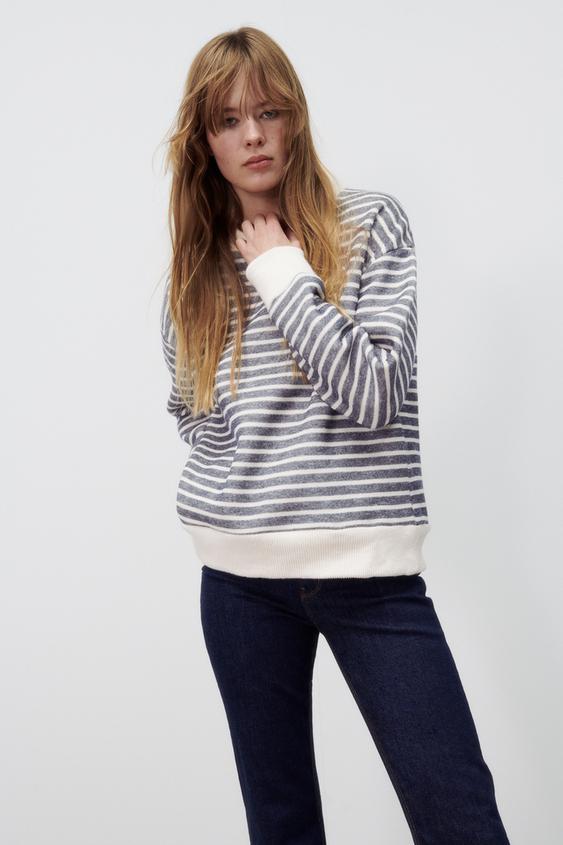 zara striped sweatshirt