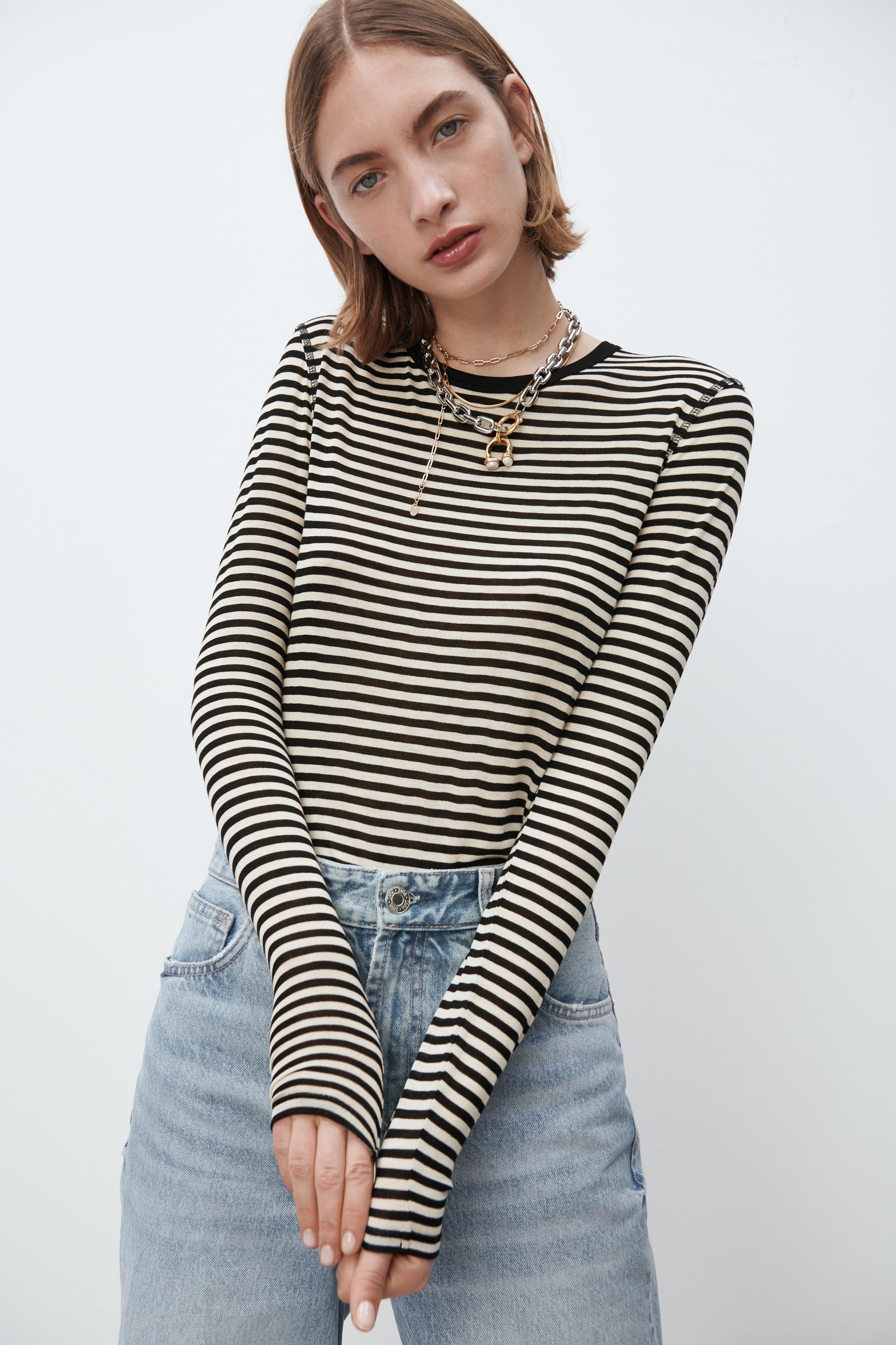 STRIPED T-SHIRT - Black / White | ZARA 
