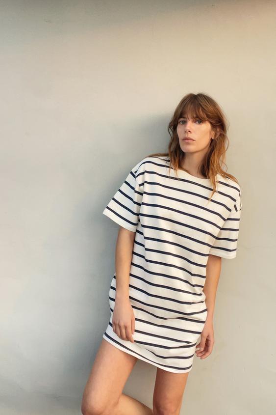 ストライプワンピース エクリュ ネイビーブルー Zara Japan 日本 ストライプワンピース エクリュ ネイビーブルー Zara Japan 日本