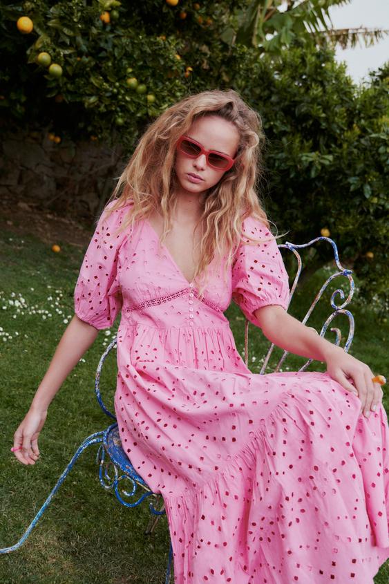 カットワーク刺繍ワンピース ピンク Zara Japan 日本 カットワーク刺繍ワンピース ピンク Zara Japan 日本