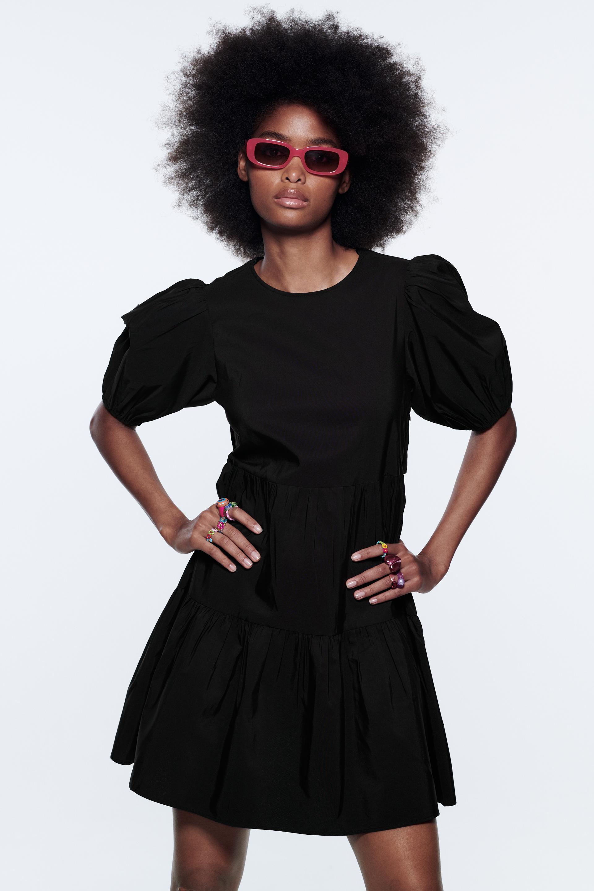 VESTIDO POPELÍN PANELES - Negro | ZARA España