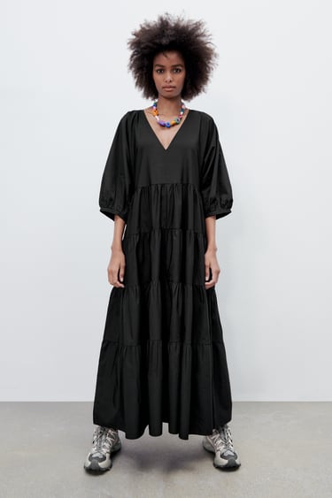 Image 0 of POPLIN PANELLED DRESS from Zara