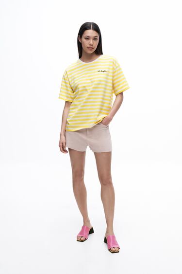 STRIPED T-SHIRT WITH SLOGAN