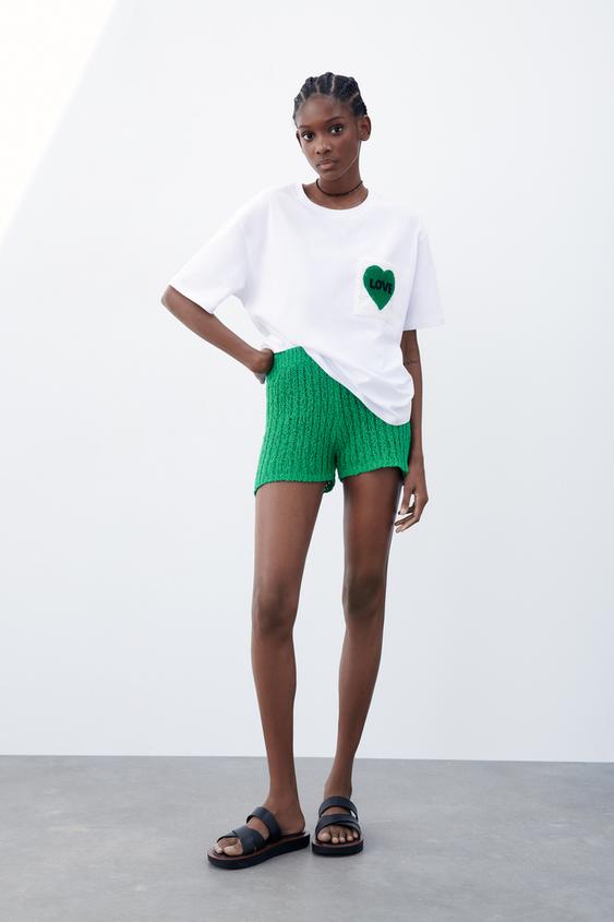 EMBROIDERED T-SHIRT WITH POCKET - White 