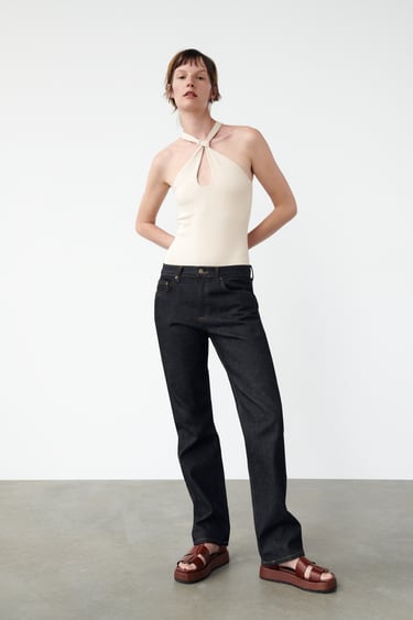 RIBBED BODYSUIT WITH KNOT