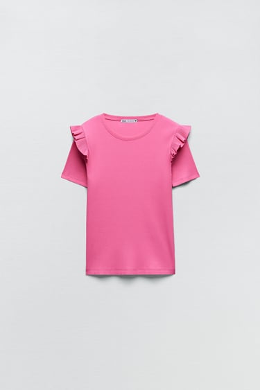 RIBBED T-SHIRT WITH RUFFLES