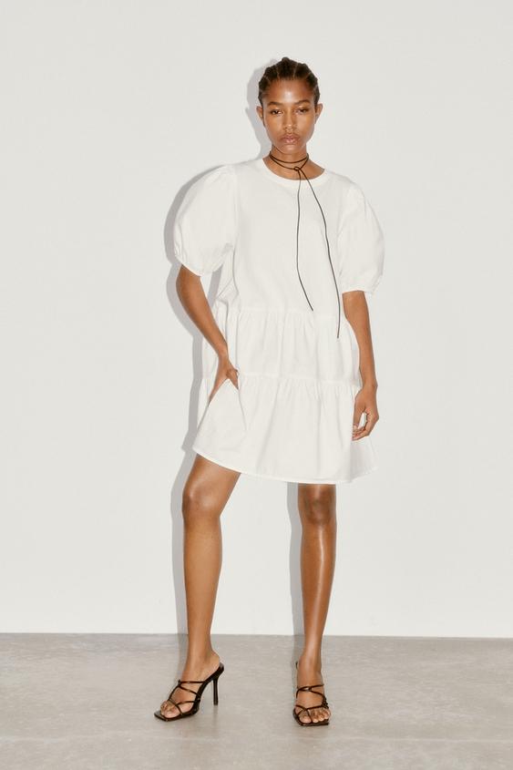 COMBINATION TIERED DRESS - Oyster White 