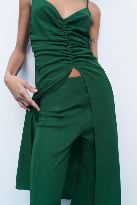 SIDE VENT TROUSERS - Green | ZARA 