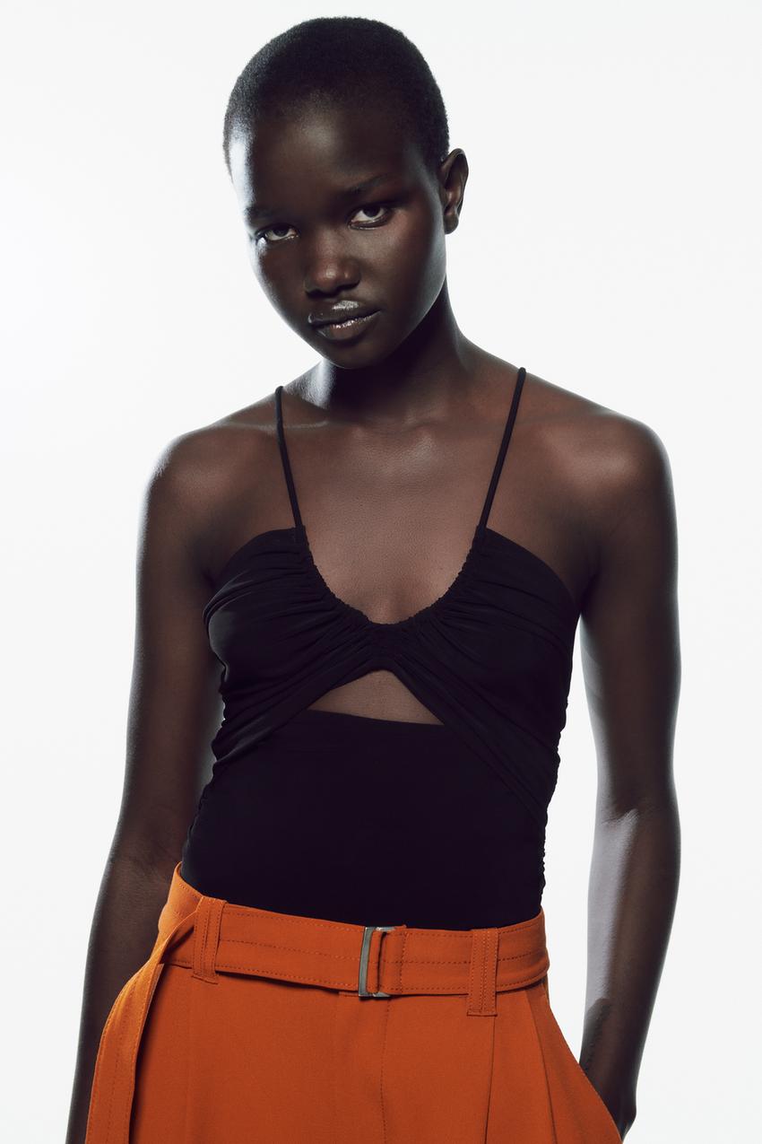 BODY TIRANTES FRUNCES Negro ZARA Espana
