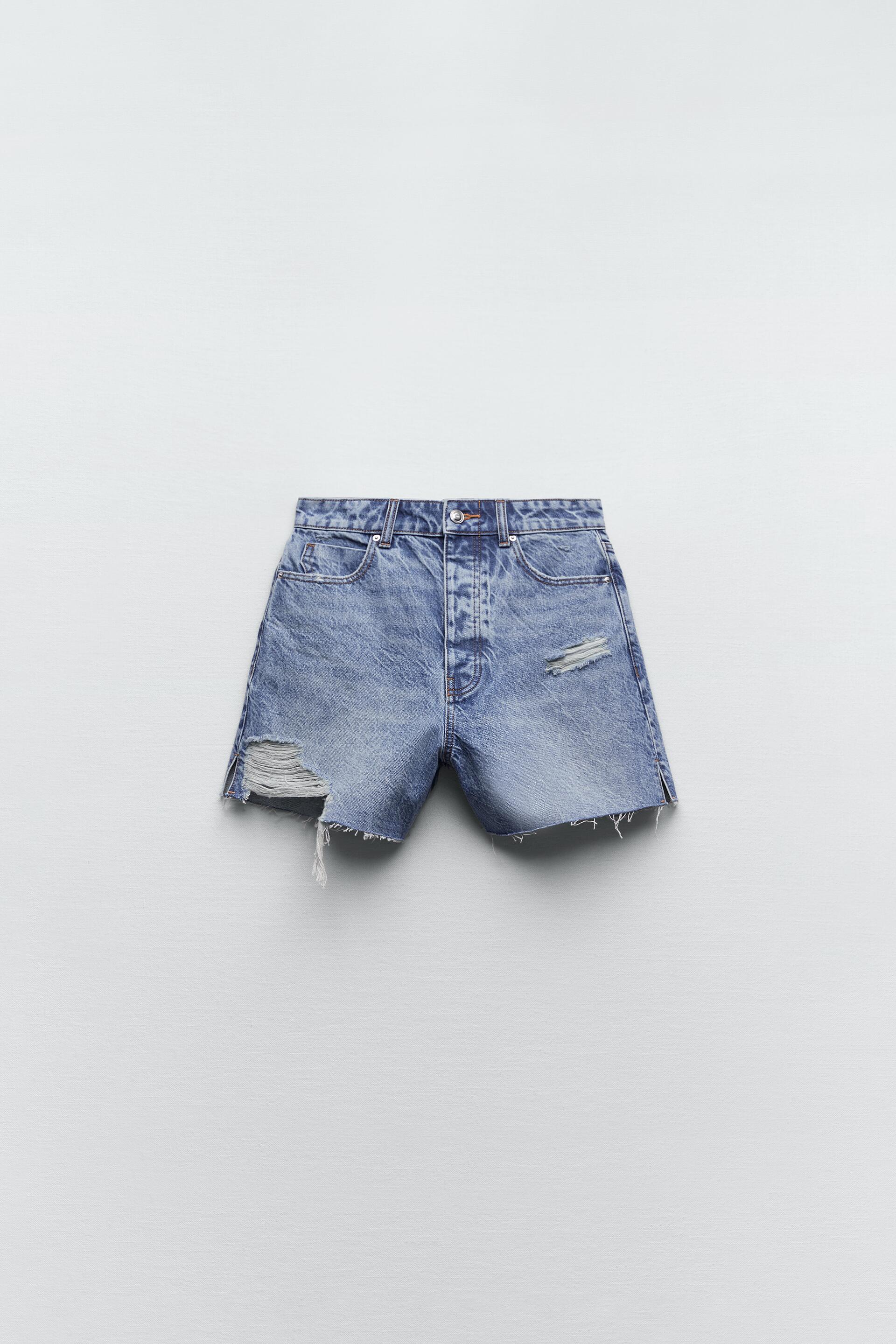SHORTS MOM FIT ROTOS - Azul medio | ZARA España