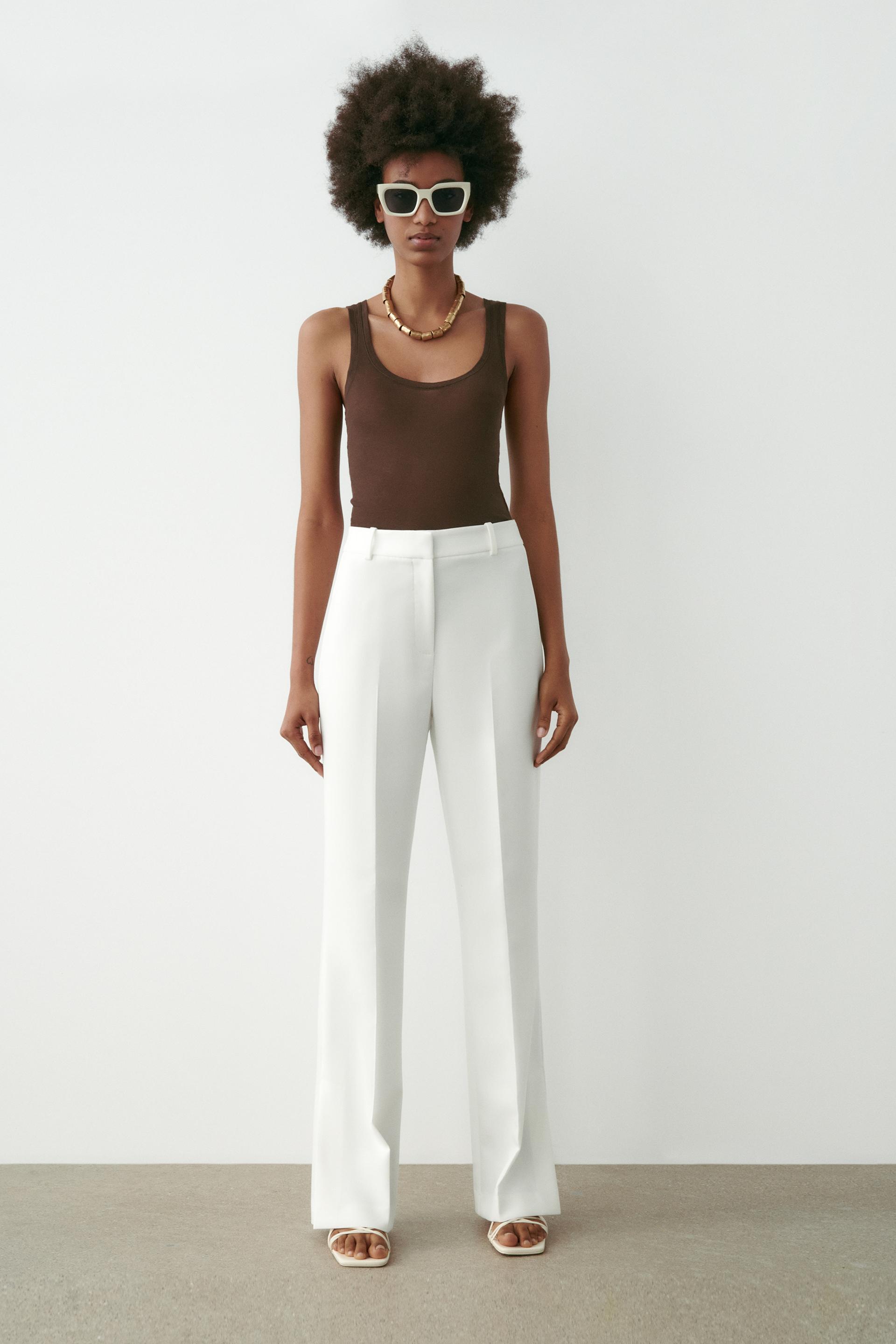 Wide leg white trousers zara Clearance