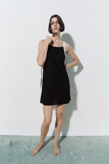 ノースリーブニットワンピース ブラック ホワイト Zara Japan 日本 ノースリーブニットワンピース ブラック ホワイト Zara Japan 日本