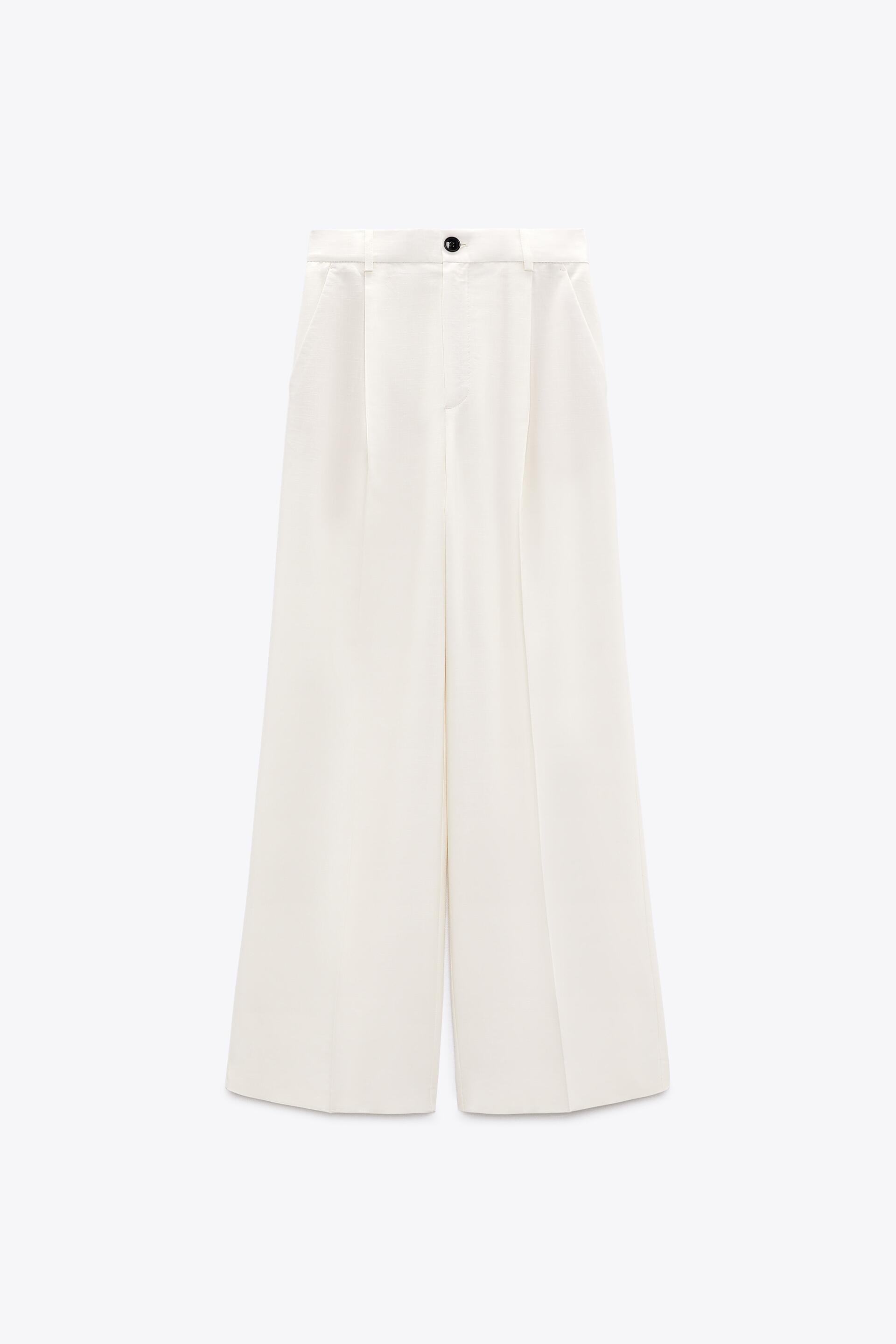 MASCULINE WIDE-LEG TROUSERS - Ecru 