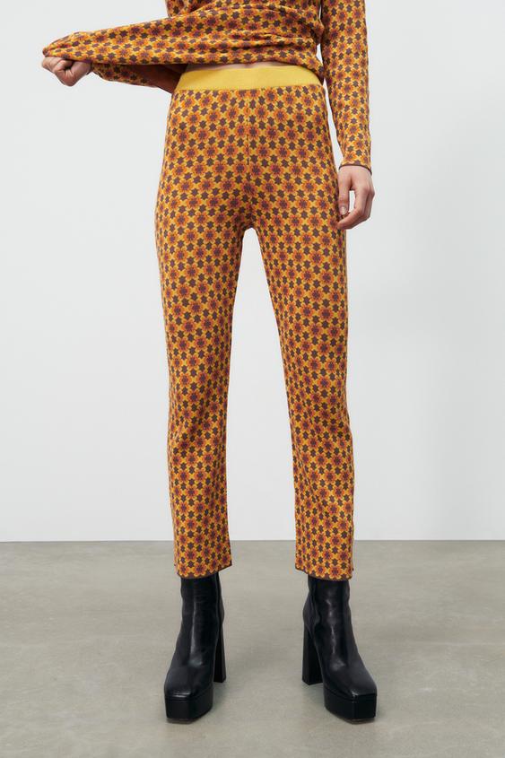 PANTALONI LEGGERMENTE A CAMPANA CON JACQUARD GEOMETRICO - Multicolore | ZARA  Italia / Italy