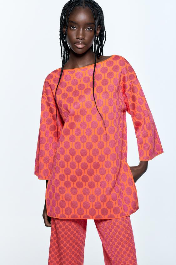 JERSEY PUNTO JACQUARD CÍRCULOS - Multicolor | ZARA España