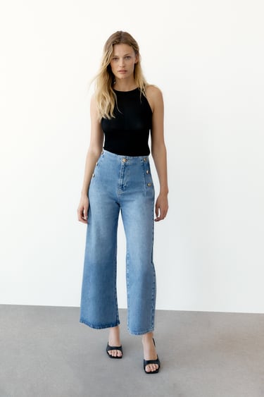 Z1975 CROPPED WIDE LEG BUTTONED JEANS
